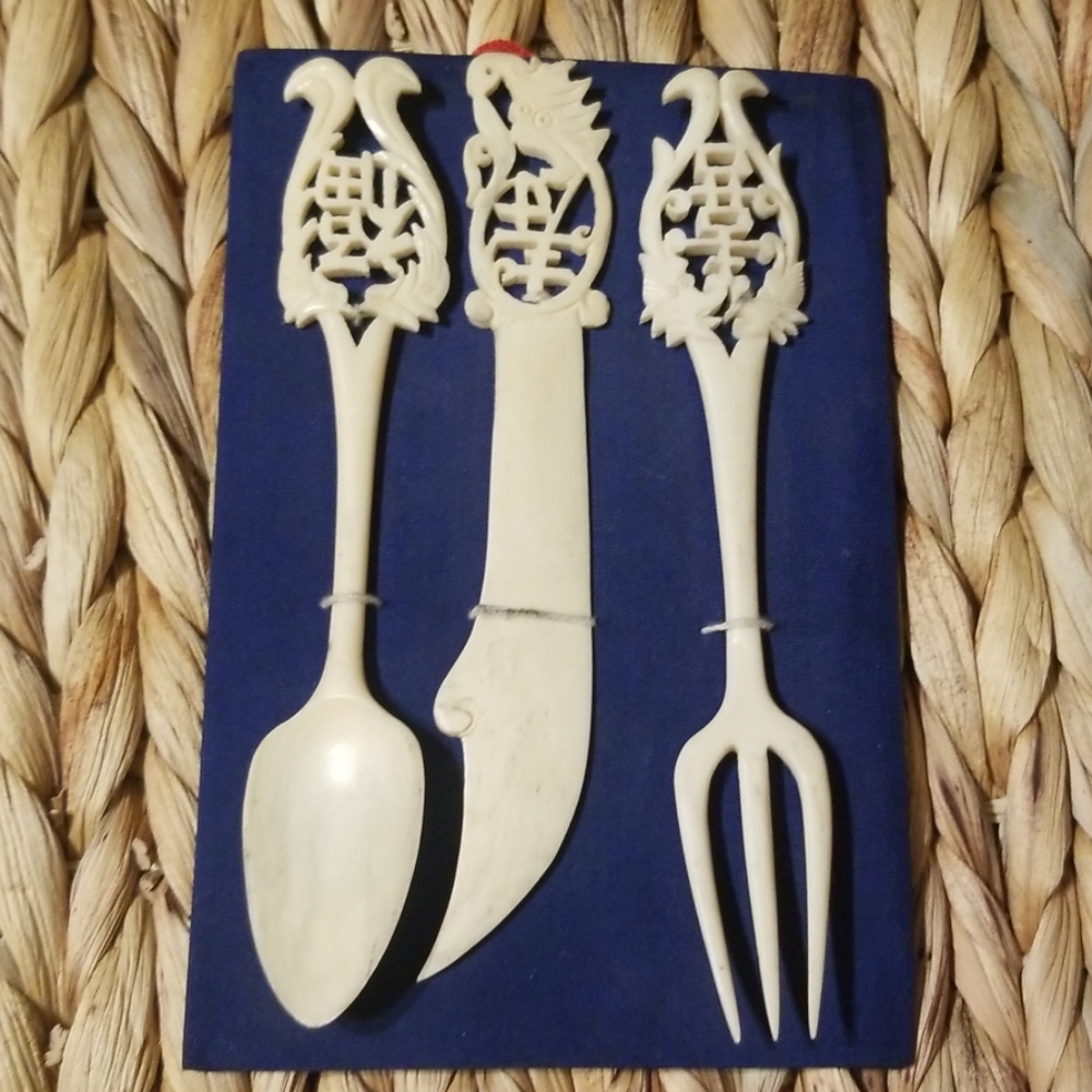 Antique Bone Utensil Set